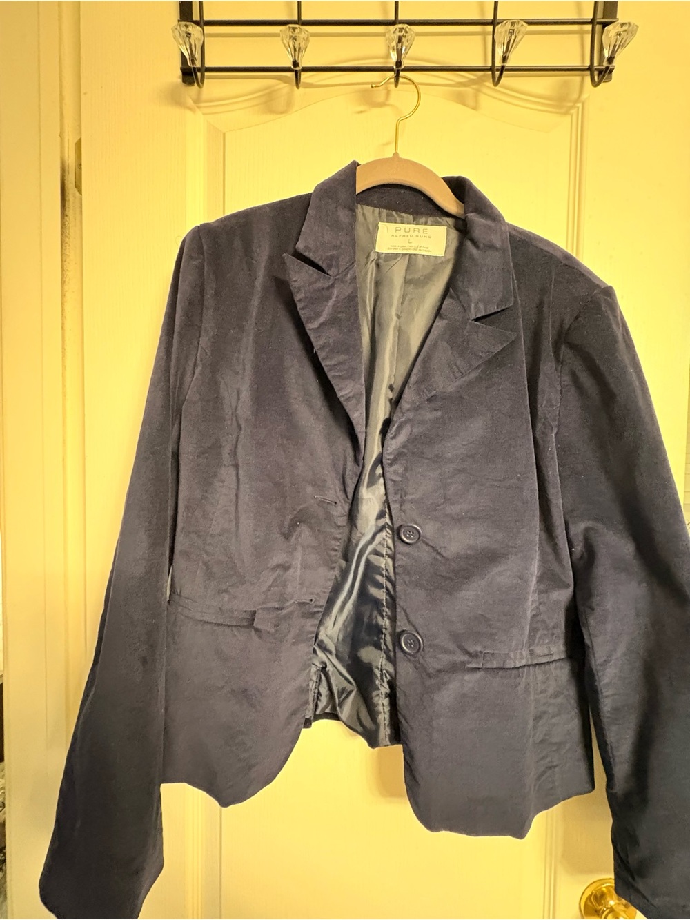 Pur Alfred Sung Navy Velvet Blazer
